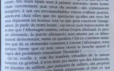 Auschwitz, 27 janvier 1945; Thomas Mann, dès 1945, dans Le Docteur Faustus, paru en 1947 :